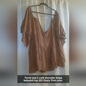 Torrid Dusty Pink Cold Shoulder Blouse